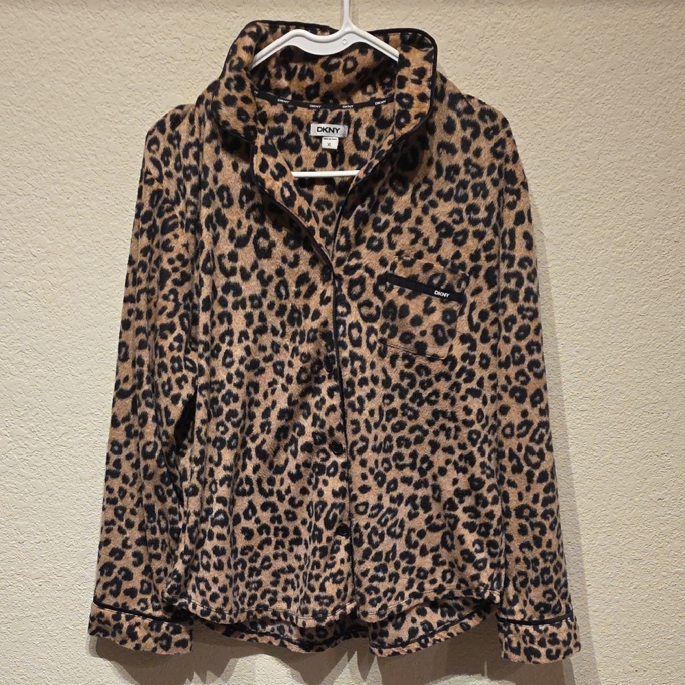 Dkny Leopard Print Button Up Jacket - image 1